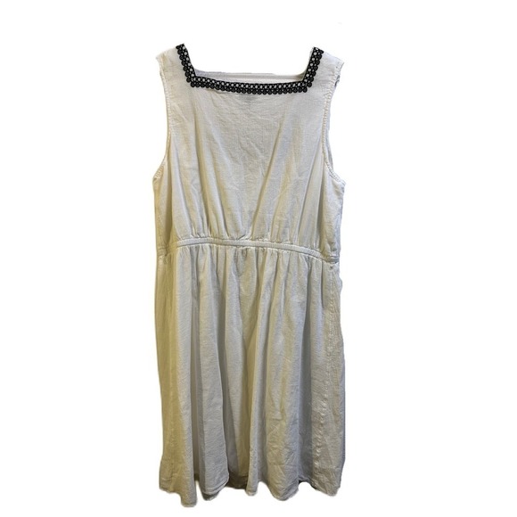 Talbots Plus Dress with Embroidered Neckline White and Black 14W - Picture 2 of 5